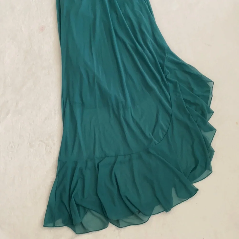 {NWT} Urban Outfitters | Glamour Girl Mesh Overlay Midi Dress Teal Green/Blue S - Picture 15 of 16